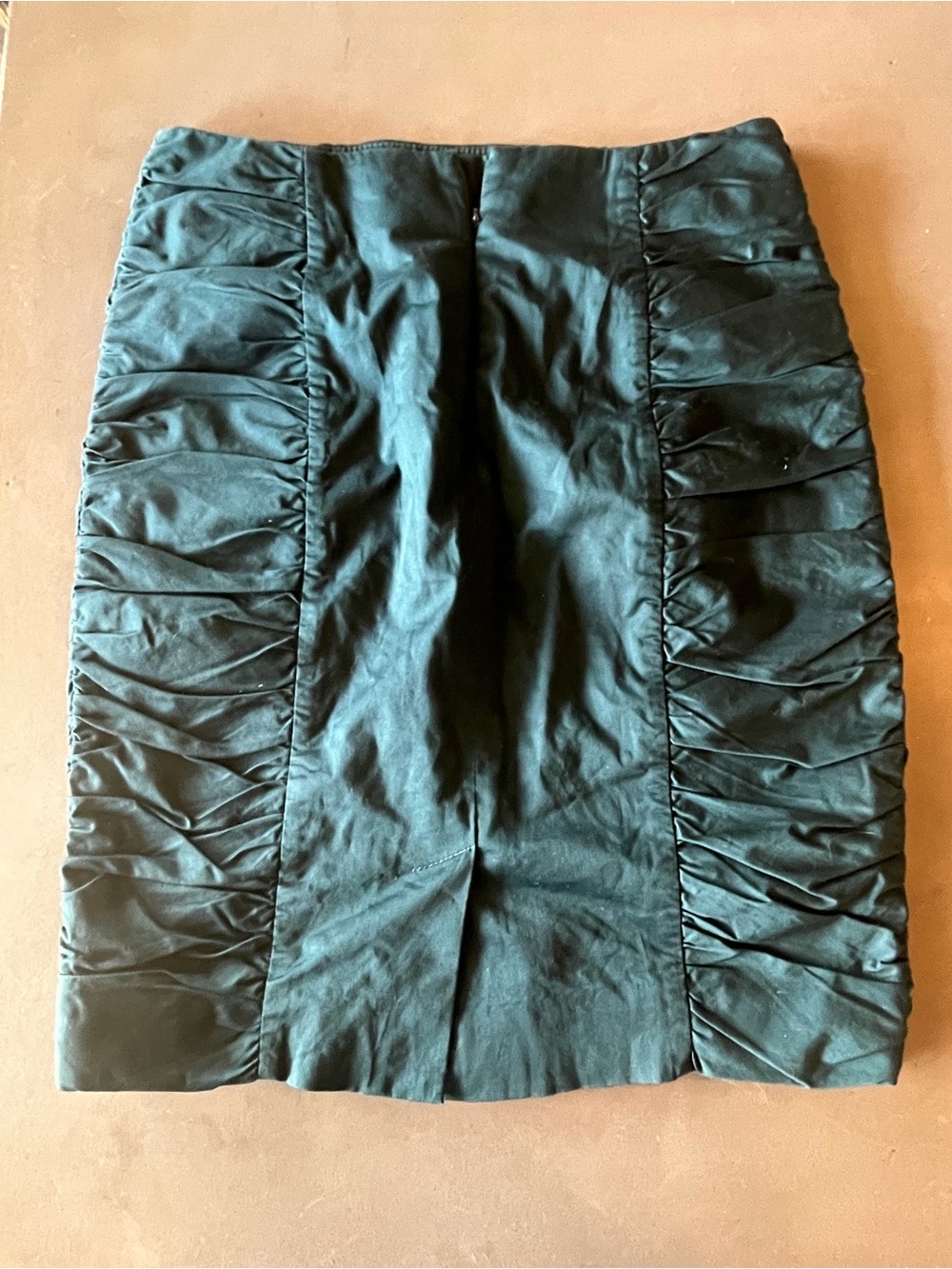 Women's Dark Teal Ruched Side Pencil Skirt - Picture 4 of 4